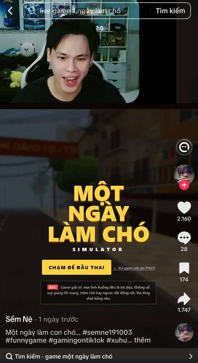 Ảnh chụp streamer Sểm Nè chơi Một Ngày Làm Chó